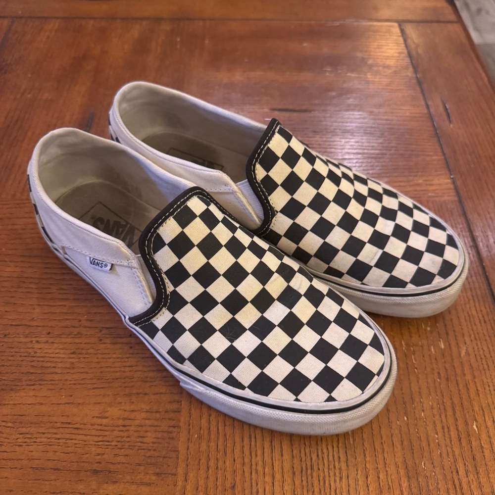 Vans Black and White Checkerboard Slip-Ons